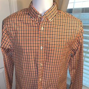 Orange & navy long sleeve button up boys/men